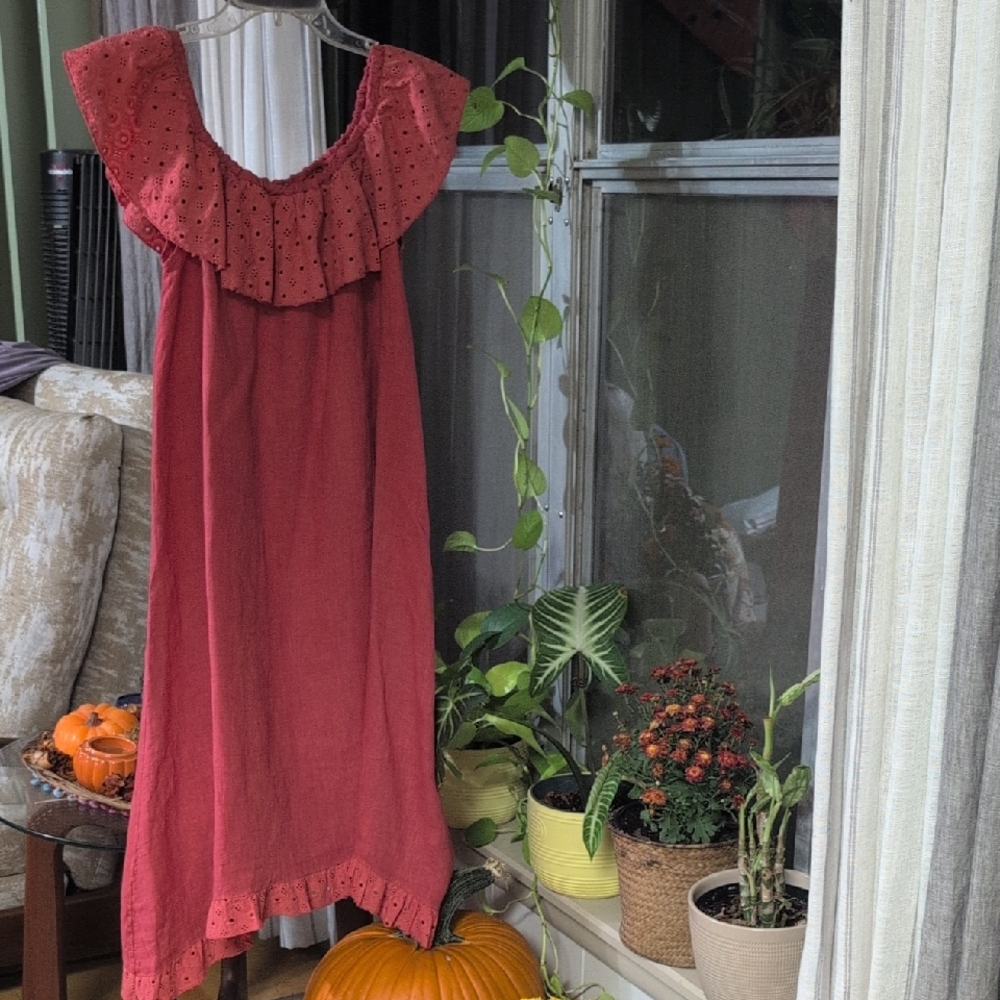 MARINA Gigli  Ruffle Linen Dress.